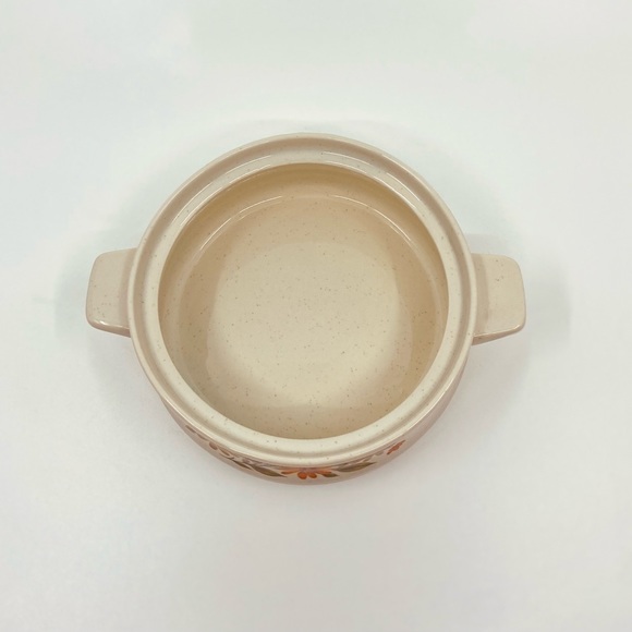 Vintage Capri Bake’n Store Stoneware Pot w/ Lid • 1970s Floral Daisy Crock - Picture 6 of 9